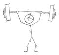 Weightlifter Lifting Barbell , Vector Cartoon Stick Figure Illustration