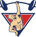 Weightlifter Lifting Barbell Weights Retro Royalty Free Stock Photo