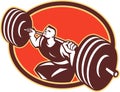 Weightlifter Lifting Barbells Retro Royalty Free Stock Photo