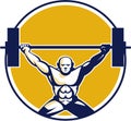 Weightlifter Lifting Weights Circle Retro Royalty Free Stock Photo