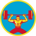 Weightlifter Lifting Weights Front Circle Retro Royalty Free Stock Photo