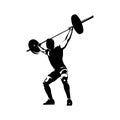 Weightlifter lifts big barbell, abstract isolated vector silhouette. Ink drawing. Fitness Royalty Free Stock Photo