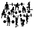 Weightlifter Man and Woman Sport Silhouettes, art vector design