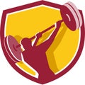 Weightlifter Swinging Barbell Rear Crest Retro Royalty Free Stock Photo