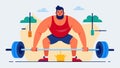 A weightlifter using proper form and technique while performing deadlifts barbell rows and bench presses.. Vector