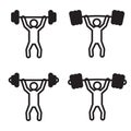 Weightlifting barbell training icon in four variations. Vector illustration.