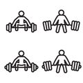 Weightlifting deadlift icon in four variations. Vector illustration. Royalty Free Stock Photo