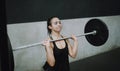 Weightlifting, fitness and woman lifting barbell in gym for training, exercise and intense workout. Deadlift, strong