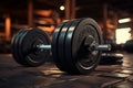 Weightlifting gear Dumbbells on the gym floor for effective workout