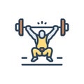 Color illustration icon for Weightlifting, exercise and gym