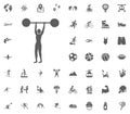 Weightlifting icon. Sport illustration vector set icons. Set of 48 sport icons. Royalty Free Stock Photo