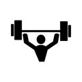 Weightlifting icon. Weightlifter with barbell. isolated vector silhouette. Strong man icon