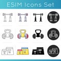 Weightlifting icons set