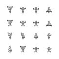Weightlifting icons in thin line style Royalty Free Stock Photo