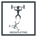 Weightlifting. Weightlifter icon with shadow. Drawing of a weightlifter for posters, design and print. Football fashion