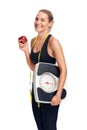 Weightloss scale woman Royalty Free Stock Photo