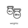 Weights icon. Trendy modern flat linear vector Weights icon on w Royalty Free Stock Photo
