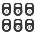 Weights Icons with Numbers Set. Vector