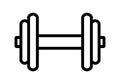 Weights symbol icon - black realistic dumbbell outline, isolated - vector