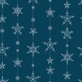 Weihnachten_Schneeflocken_Skandinavisch_texture_seamlBeautiful Snowflakes seamless pattern - hand drawn, great for Christmas or Royalty Free Stock Photo