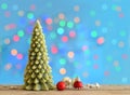 Green candle in christmas tree shape Royalty Free Stock Photo