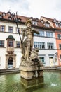 Weimar, Germany - May 10, 2023: Neptune fountain by Martin Gottlieb Klauer on marketplace square in Weimar, Germany Royalty Free Stock Photo