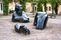 Weimar, Germany - May 10, 2023: Sunken Giant sculpture at Frauenplan park near the Goethehaus in Weimar, Germany