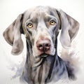 Weimaraner dog portrait on white background. Digital painting. generative AI Generative AI Royalty Free Stock Photo