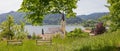 Weinberg hill with benches, lookout point at health resort schliersee Royalty Free Stock Photo