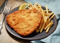 Weiner Schnitzel with fried Potatoes Royalty Free Stock Photo