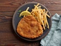 Weiner Schnitzel with fried Potatoes Royalty Free Stock Photo