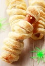 Weiner Wrapped in Pastry to Look Like a Mummy Royalty Free Stock Photo