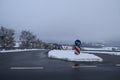 road intersection at Weinfelder Maar in snow