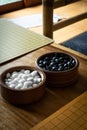 WeiQi, baduk or GO - black and white stone. traditional asian bo