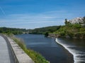 Weir on Ave River in Vila do Conde, Porto region, Portugal Royalty Free Stock Photo