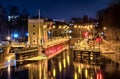 Weir and docks in the night Royalty Free Stock Photo