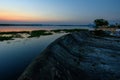 Weir irrigate in sunset time