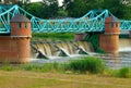 Weir on Odra river Royalty Free Stock Photo