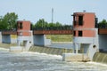 Weir on Odra river. Royalty Free Stock Photo