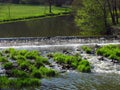 Weir on river Blanice, public park in city Vlasim, central bohemia region