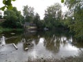 Weir on the River Stour Opposite Salisbury House Canford School Near Wimborne Dorset Royalty Free Stock Photo