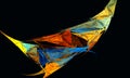 Weird artistic 3d poster illustrating colorful kite or origami structural phantasmagoria. Royalty Free Stock Photo