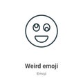 Weird emoji outline vector icon. Thin line black weird emoji icon, flat vector simple element illustration from editable emoji