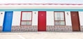 Motel with red and blue doors Royalty Free Stock Photo