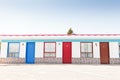 Motel with red and blue doors Royalty Free Stock Photo