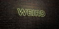 WEIRD -Realistic Neon Sign on Brick Wall background - 3D rendered royalty free stock image