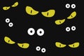 Weird scary eyes in dark seamless halloween vector pattern Royalty Free Stock Photo