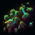 Weirdcore bumble bee design. Created using ai generative.