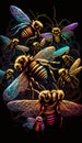 Weirdcore bumble bee design. Created using ai generative.
