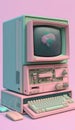 Weirdcore computer design in pastel colors. Created using ai generative.